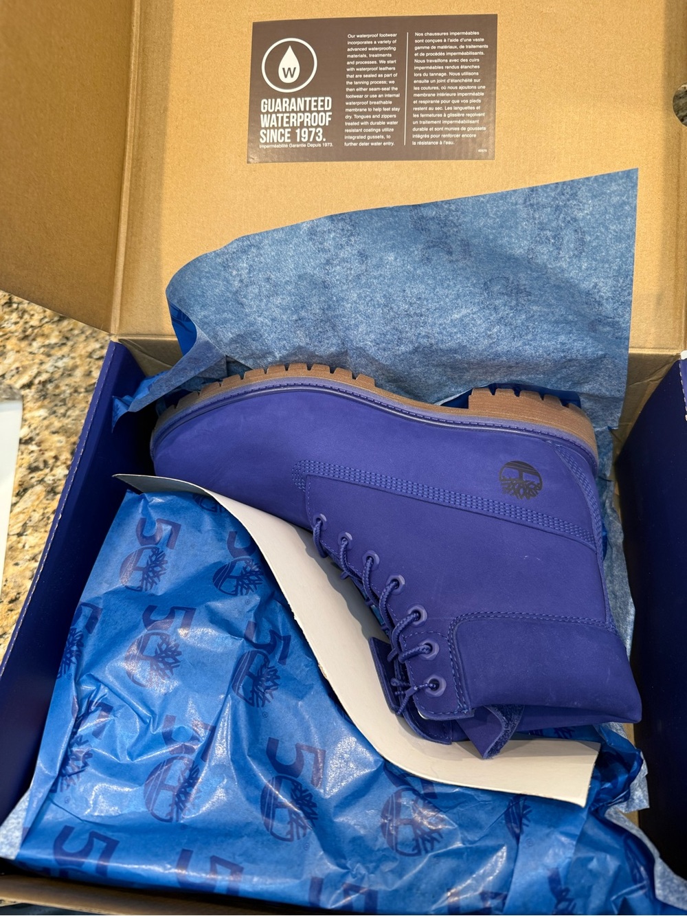 Timberland Women's Lace-Up Boots in Indigo Blue with Brown Sole